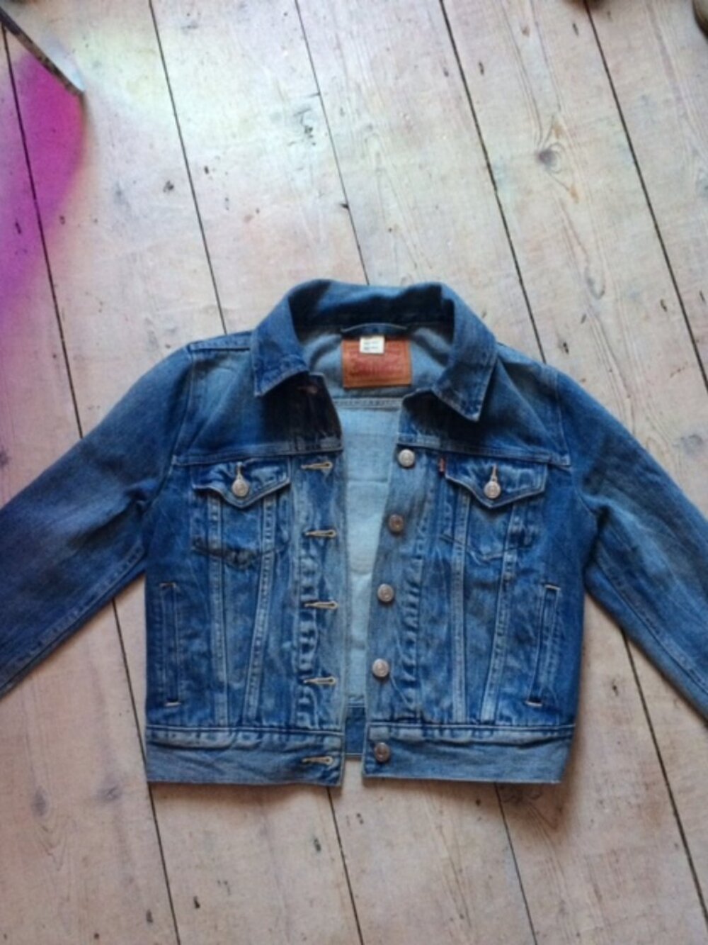 Levi's denim jacket Route 66 patches biker style
